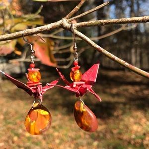 Origami cranes earrings, handmade